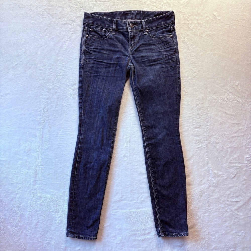 Express Jeans Skinny Women 0S Dark Wash Low Rise Whiskered Stretch Denim